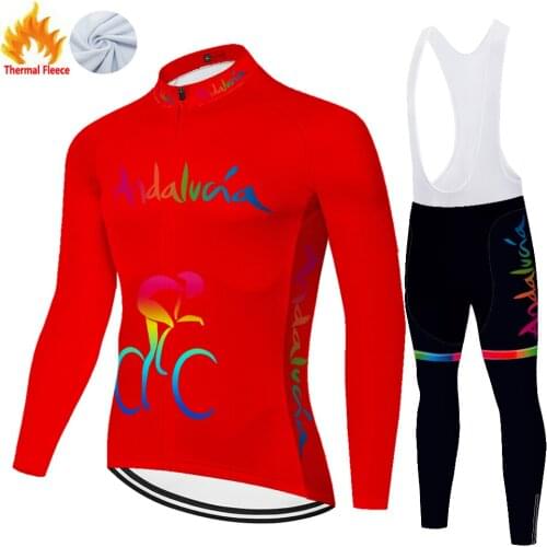 Andalucia Winter Thermal Fleece Equipacion Completo Equipos Jerseys Invierno Maillot Ciclismo Ropa De Ciclismo Para Hombre