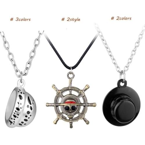 Anime Necklace Pirate Rudder Skeleton Pendant Necklaces Men Womens Fashion Cosplay Accessories