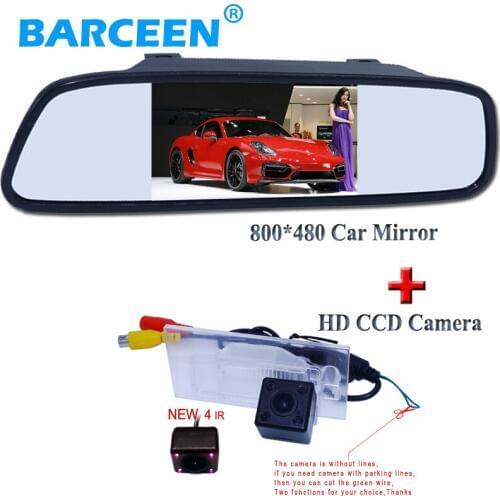 Plastics car parking camera and mirror monitor kit include 4.3" lcd screen +4 IR glass lens HD CCD camera FOR FIAT freemont