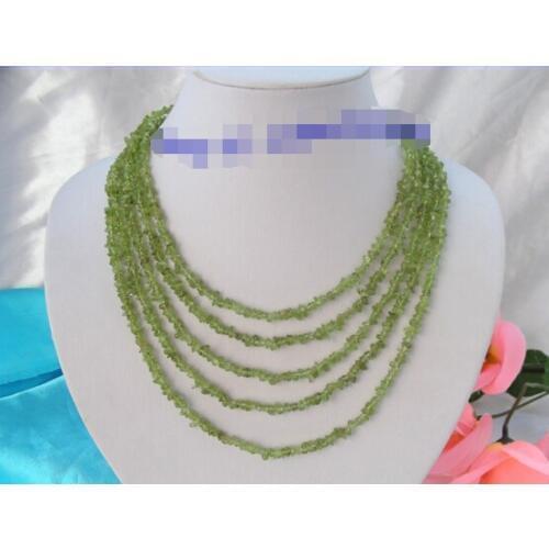 Stunning long 100" crude green peridot necklace