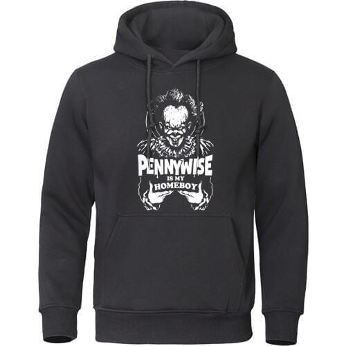 Pennywise Pullover Clown is my homeboy Hoodies It Halloween Horror Men Hoody Streetwear 2019 Winter Autumn Men Warm Sweatshirt