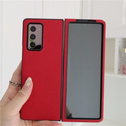 Luxury Case for Samsung Galaxy Z Fold 2 Case Lychee Pattern All-inclusive Shockproof Cover Shell for Galaxy Z Fold 2 Case
