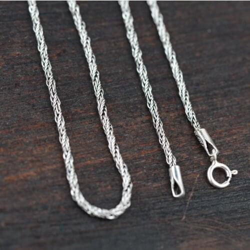 S925 Silver Thai Silver Retro Wholesale Antique Hemp Rope Water Ripples Female Models Pendant Necklace Sweater