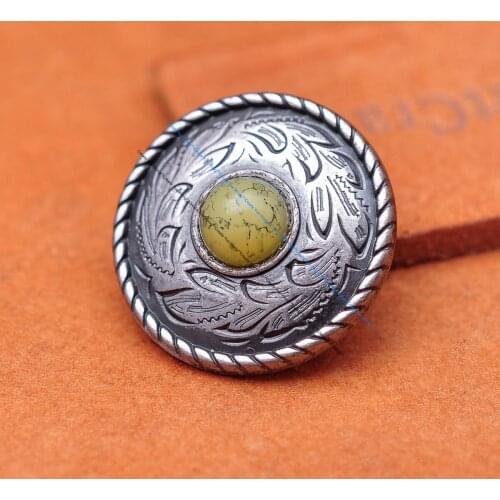 10pcs Retro Silver Rope Side Prairie Dust Round Turquoise Concho For Leathercraft Handbag Belt Western Saddle Decor