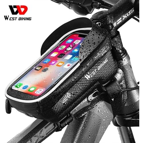WEST BIKING High Quality Bicycle Tube Bag Frame Bike Phone Bag 6.5 inch Waterproof Touch Screen Cycling Accessories