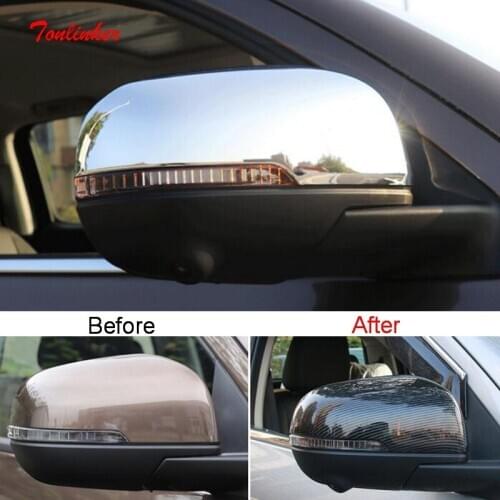 Tonlinker Exterior Car Rearview mirror Cover Case sticker For GWM Poer 4X4 2020 Car styling 2 PCS ABS Chrome Cover Stickers