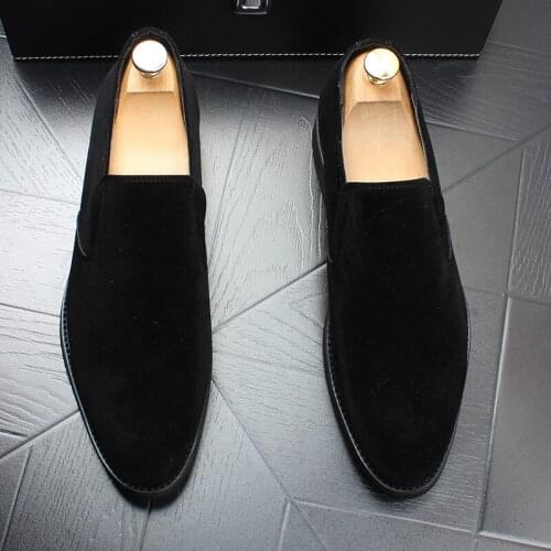 Men casual breathable cow suede leather shoes slip-on smoking slippers black summer loafers youth driving shoe zapatos sneakers