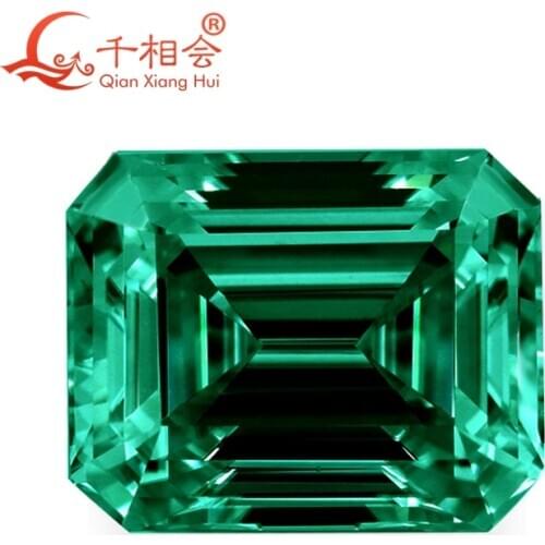 Green color retangle shape em erald cut shape Sic material Moissanite loose stone