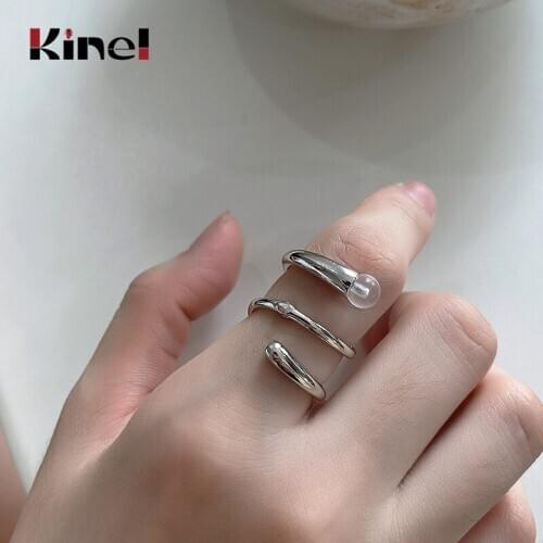 Kinel French 2020 New Ring Real 925 Sterling Silver Spiral Silver Punk Finger Rings For Women Party Fine Jewelry