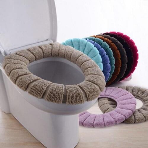 Winter Warmer Toilet Seat Cover Mat Bathroom Toilet Pad Cushion with Handle Thicker Soft Washable Closestool Warmer Accessories