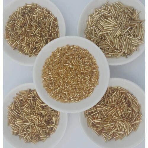 20g/Lot Multi Sizes Golden Czech Glass Seedbeads Spacer Tube Bugles beads For Jewelry Making Embroidery DIY Sewing Accessories