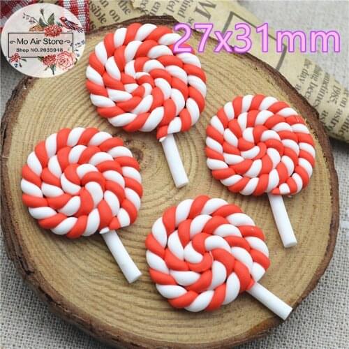 Red lollipop sweet dessert 10PCS polymer clay Flatback Cabochon Art Supply Decoration Charm DIY Craft