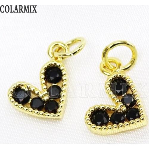 10 Pcs Zircon Heart shape charms pendants Mix color Jewelry Charms Fashion Jewelry pendants for necklace making