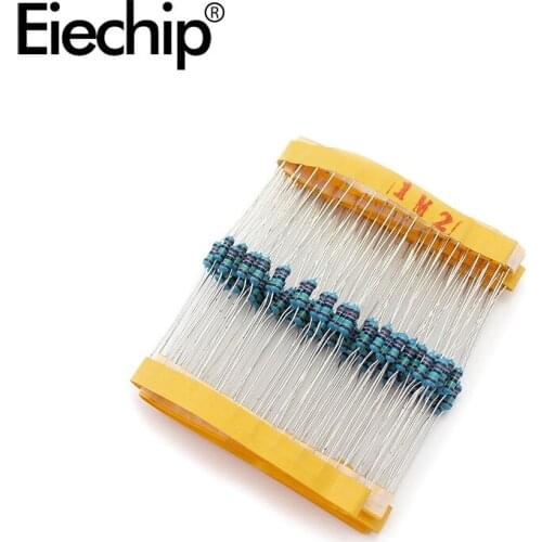 100pcs/lot 1/4W 1% Metal film resistor 0.25W resistance 1.2M Throught Hole