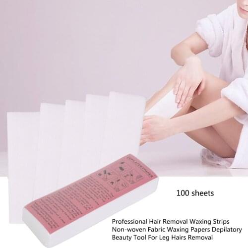 100 tablets Professional Non-woven Fabric Waxing Papers Hair Removal Depilatory Beauty Tool For Leg Hairs Removal（Only paper