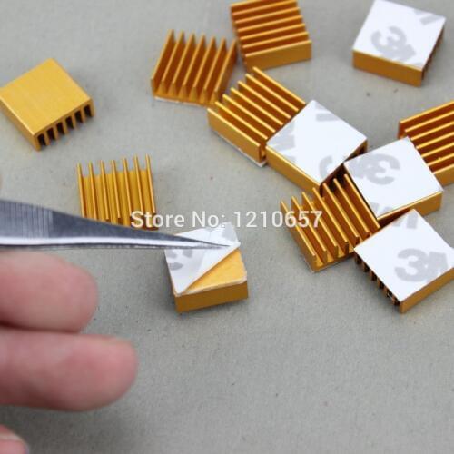 500pcs lot 14 x 14 x 6mm Golden Aluminum Heatsink Cooling Heat sink IC VGA DDR X360