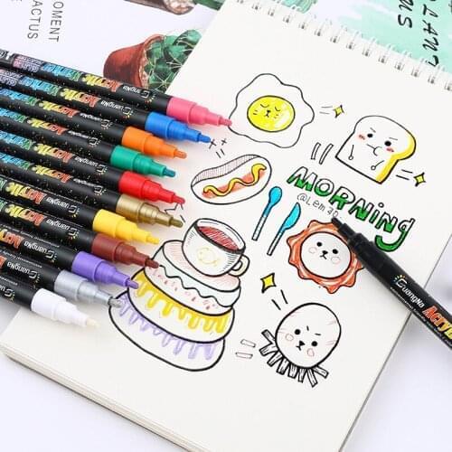 Acrylic multi function pen for school signature pen ceramic DIY album black card pen graffiti colors art markers highlighters