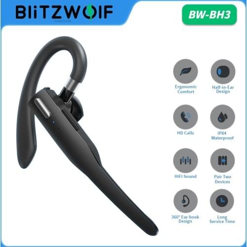 BlitzWolf BW-BH3 Wireless Earphone bluetooth-compatible Earhook HiFi Music HD Calls Half-in-Ear Business Drive Sports Earbuds