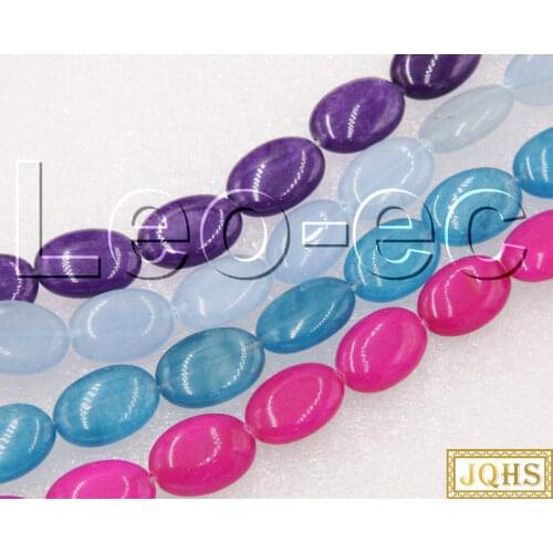 JQHS 13X18mm oval purple light blue red jades Loose Strand beads For Jewelry Making DIY 15" V1227