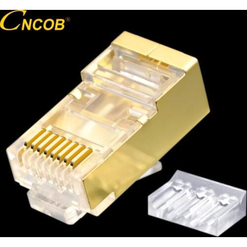 CNCOB Two-Piece Gold-plated Ethernet Connector Gigabit Network rj45 8p8c Connector Modular Plug Cat6 FTP, Crystal Head 30pcs
