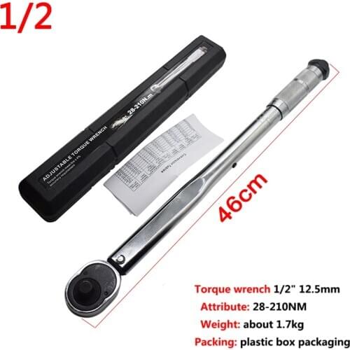 1/2'' Square Drive Torque Wrench 5-100 Ft-lb Two-way Wrench Repair Spanner Key Car Repair 28-210N.m Hand Tools