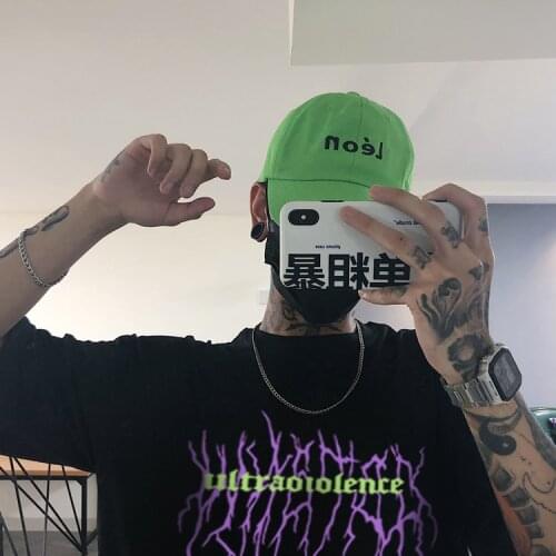 Punk Gothic T-shirts Loose Streetwear Harajuku Letter Print Summer Cool Unisex Short Sleeve Mens tshirt Vintage Tees Hip Hop