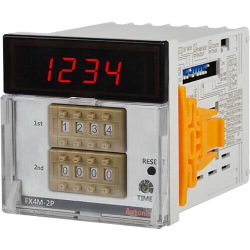 FX4M-2P4 Counter & Timer, W72xH72mm, 4-Digit, LED, 2 Presets, 2 Relay & 2 NPN Outputs, 100-240 VAC 50/60Hz