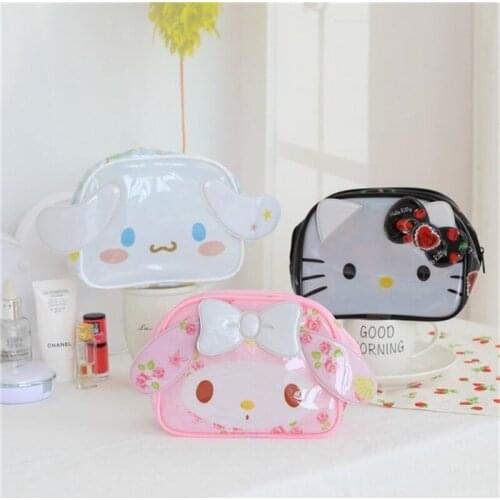 Sanrio hello kitty girl cosmetic bag PVC waterproof storage bag cartoon Melody toiletry bag coin purse card holder