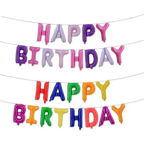 Happy Birthday Suit Balloons 16 Inch Aluminum Film Balloon Macaron Gradient Color Birthday Dress Atmosphere Balloon Party Decor