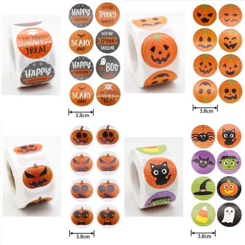 Round Halloween Gift Paper Labels Stickers,Decoration Labels Seal Stickers Halloween Party Supplies Packaging 500pcs/lot