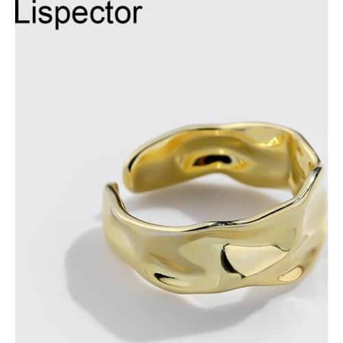Lispector 925 Sterling Silver Korean Irregular Wave Matte Rings for Women Minimalist Concave Convex Ring Female Jewelry Gifts