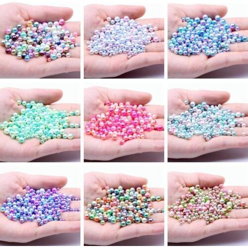 Small Pack 5mm 500pcs RainBow Color No Hole Round Pearls Imitation Pearls Dresses DIY Jewelry Nail Art Decorations