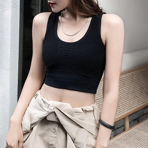 Womens Sport Tank Top Mesh Rimless Yoga Vest Running Fitness Sports Bras Fitness Vest Workout Clothes top deportivo mujer E2