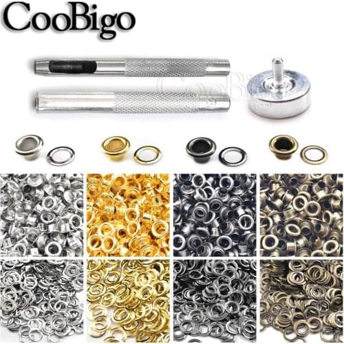 400pcs 4 Colors Metal 5MM Eyelet Buckles & Mould Tools Grommets for Scrapbooking Tag Boot Clothes DIY Leather Craft Accessories