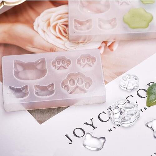 Cute Cat Paw Epoxy Mold Handmade DIY Cat Face Keychain Pendant Silicone Mold Women Jewelry Accessories