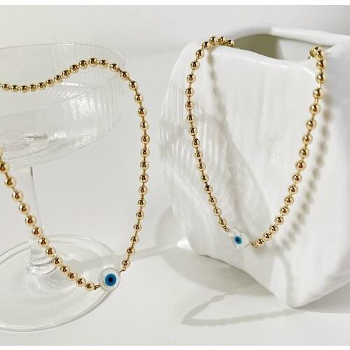 Monlansher Geometric Eye Heart Shell Pearl Pendant Necklace Gold Color Copper Beads Chain Necklaces Fashion Necklaces Jewelry