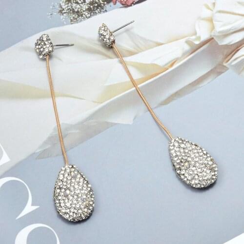 New Elegant Long Crystal Dangle Earrings For Women Wedding Glass Drop Earring Fashion Wedding Engagement Jewelry Gifts