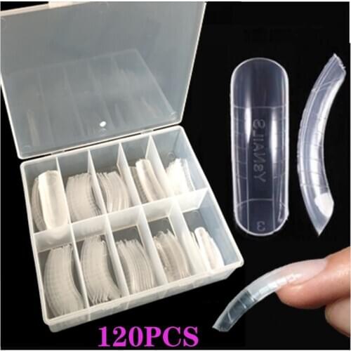 Type C False Nail 120 Pcs/Box Transparent Quick Building Mold Fake Nails Forms Finger Extension Nail Art Display Design Tools