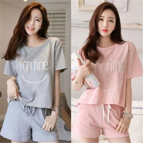 Spring Summer Womens Pajama Sets O-neck Short Sleeve Women Sleepwear Pajamas Girls Woman Pyjama Summer Fashion