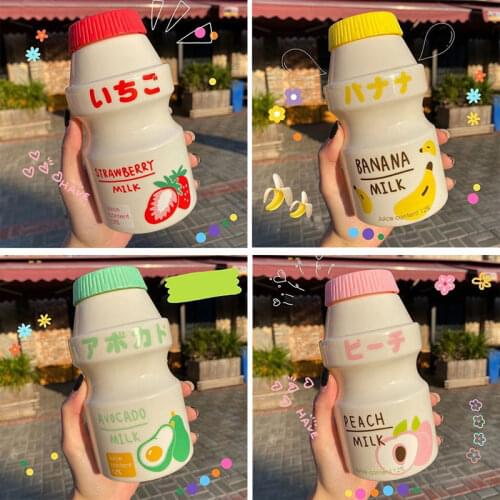 480ml Plastic Water Bottle Tour Drinking Bottles Shaker Yakult Shape Cute Kawaii Milk Carton For Kids/Girl/Adult Glass