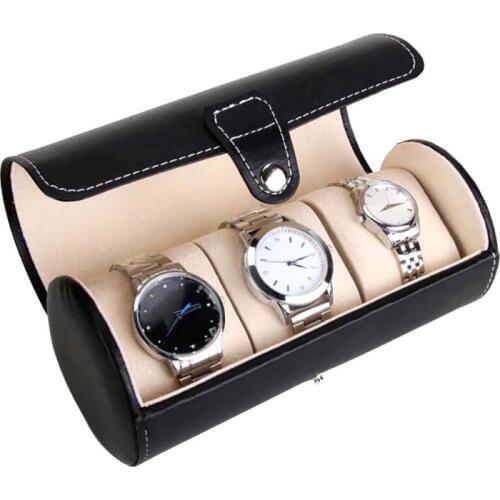 3 Slot Watch Box PU Leather Case Travel Watch Jewelry Storage Roll Box Organizer Collector