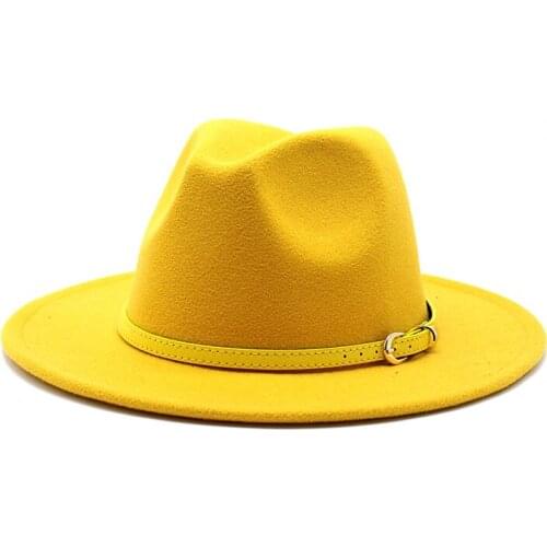 2020 Unisex Men Women 18 colors Fedora Hat With Belt Wide Brim Hat Panama Hat Outdoor Travel Hat Pop Adult Hat big size 56-60CM