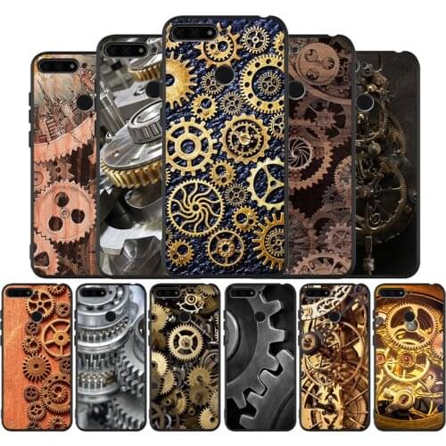 Mechanical Gears steampunk black Silicone Phone Case For honor 30 20 Pro 8 8X 9 10 20 Lite Mate 10 20 30 Lite Pro cover