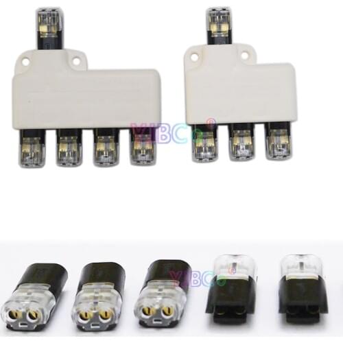Y type Splitting connector 2pin Cable Connector Pluggable Spring Lock 20-24AWG Wire Quick Splice Crimp Terminal Blocks