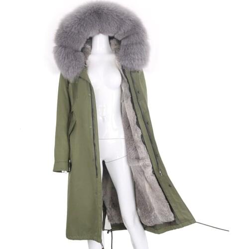2021 Waterproof 7xl Winter Jacket Women X-Long Parka Real Rabbit Fur Coat Natural Raccoon Fox Fur Collar Hood Warm Streetwear