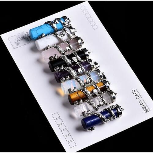 1PC natural crystal mineral jewelry dragon column pendant guardian fashion couple pendant necklace DIY gift ornament