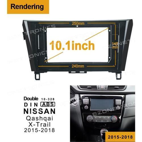 2/1Din Car DVD Frame Audio Fitting Adaptor Dash Trim Facia Panel 10.1inch For NISSAN Qashqai Xtrail 2015-2019Double Radio Player
