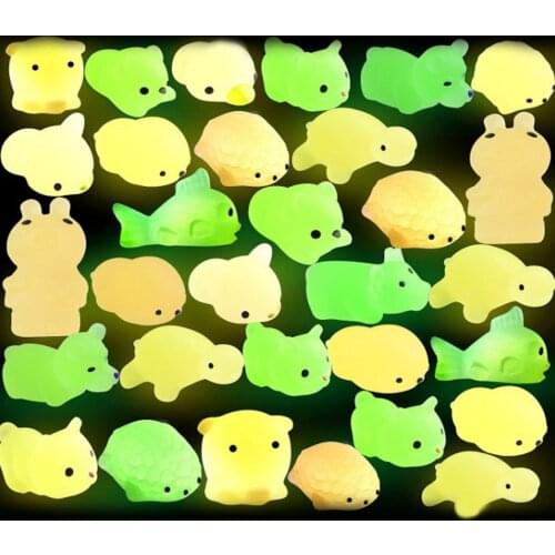 20pcs/pack Mochi Squishy Squeeze Cat Cute Antistress Squish Set Soft Mini Animal Squichy glow in the dark kids Toys for Children