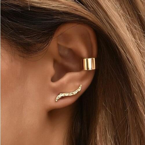 2021 Vintage Fashion Gold Color "C" Shape Clip Earring For Women Ear Cuff Girls Jewerly Gifts Wholesale E06