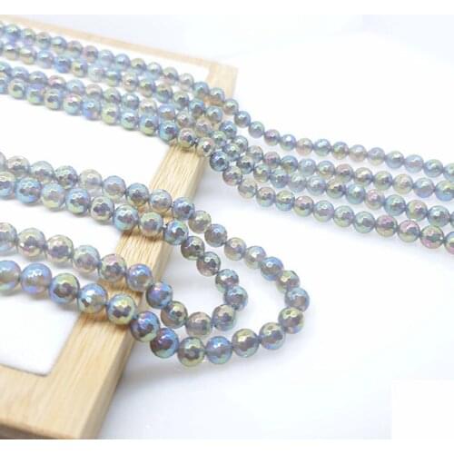 6mm-12mm Natural Gemstone Electroplating Coffee Color Agate Bead Round Faceted Beaded Bracelet Jewelry Making Wealth Healthy